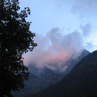 Sunset reflecting on clouds left of Piz Balzet (James Richardson)