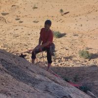 Jared belayed on Eflodne, fantastic north facing shady desert crag (Andy Stratford)