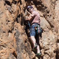 Craig getting stuck into the traditional Farouks Fundamentals VS 4b at Palm Tree Gorge (Andy Stratford)
