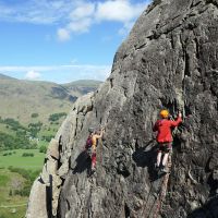 Mich and Robert leading on Glaciated Slab (Dave Wylie)